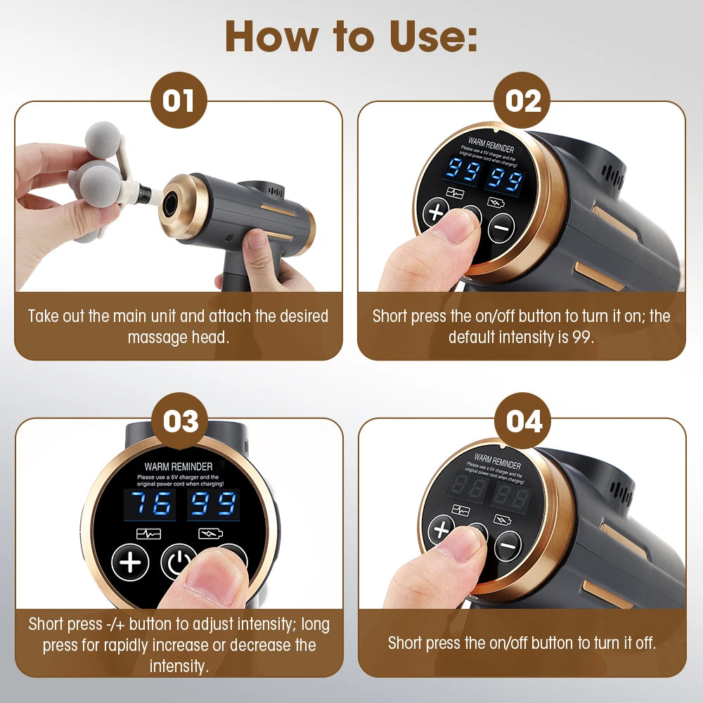 Electric Massage Gun 99 Level Deep Tissue Muscle Fascia Massager
