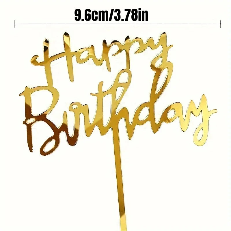 Happy Birthday Cake Topper Set Acrylic Party Dessert Decoration Supplies
