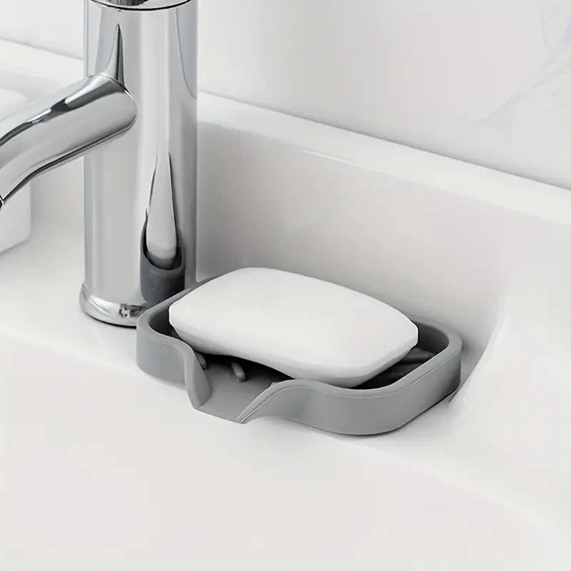 Silicone Kitchen Sink Tray Self Draining Sponge Holder Soap Dish - 2