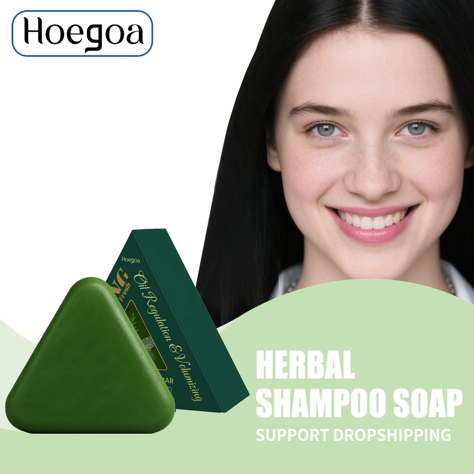 Triangle Green Hair Growth Shampoo Bar Herbal Anti Hair Loss Soap - 1