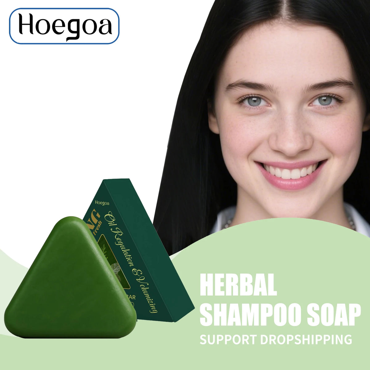 Triangle Green Hair Growth Shampoo Bar Herbal Anti Hair Loss Soap