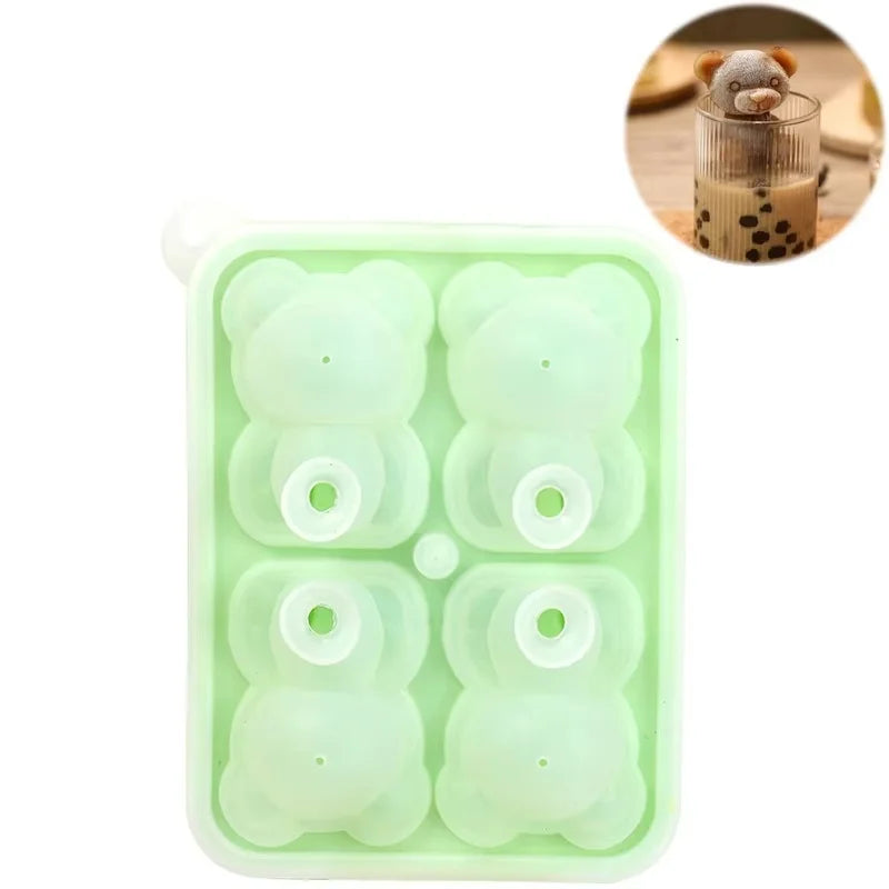 Cute Bear Silicone Ice Cube Tray Mold for Whiskey Coffee and Cocktails - 13