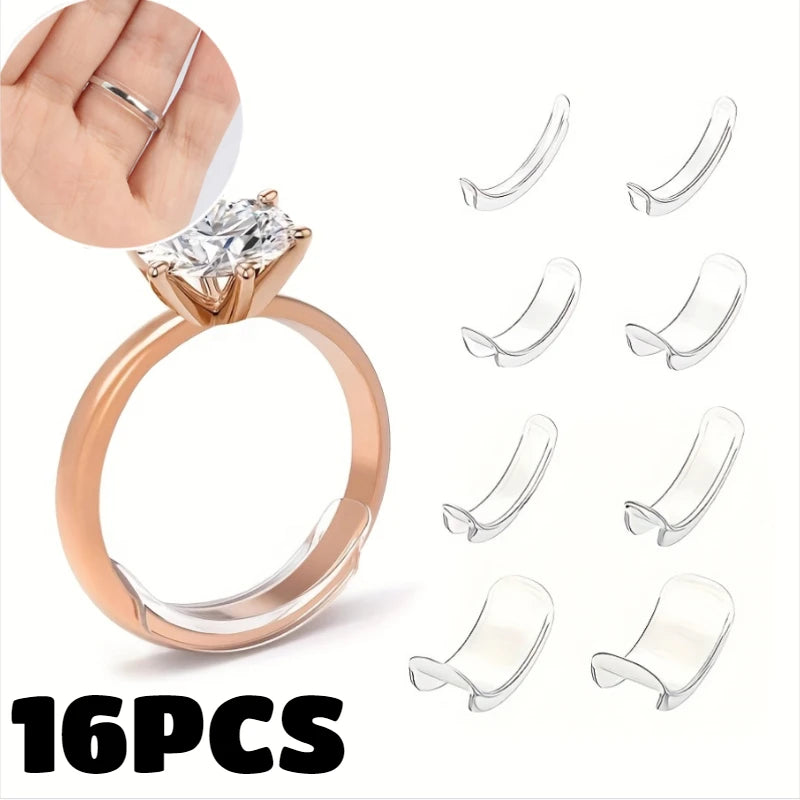16pcs Invisible Ring Size Adjuster Silicone Ring Guard Sizer Retainer - 1