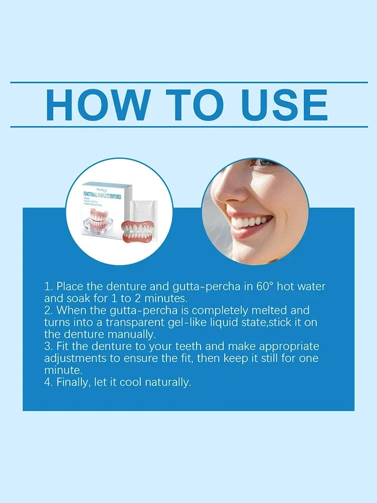 Instant Smile Dentures Full Set Silicone Veneers Fake Teeth Upper Lower