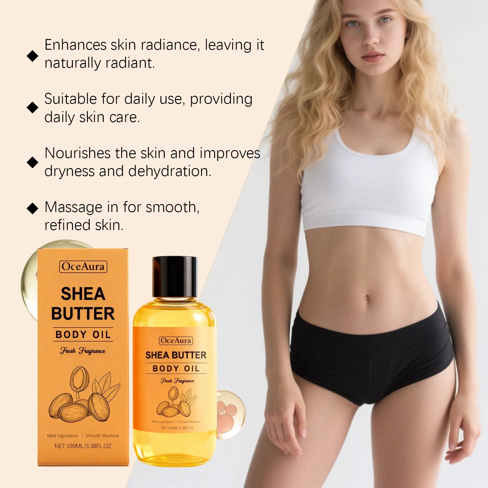 Shea Butter Body Oil Hydrating Massage Care for Dry Skin - 16