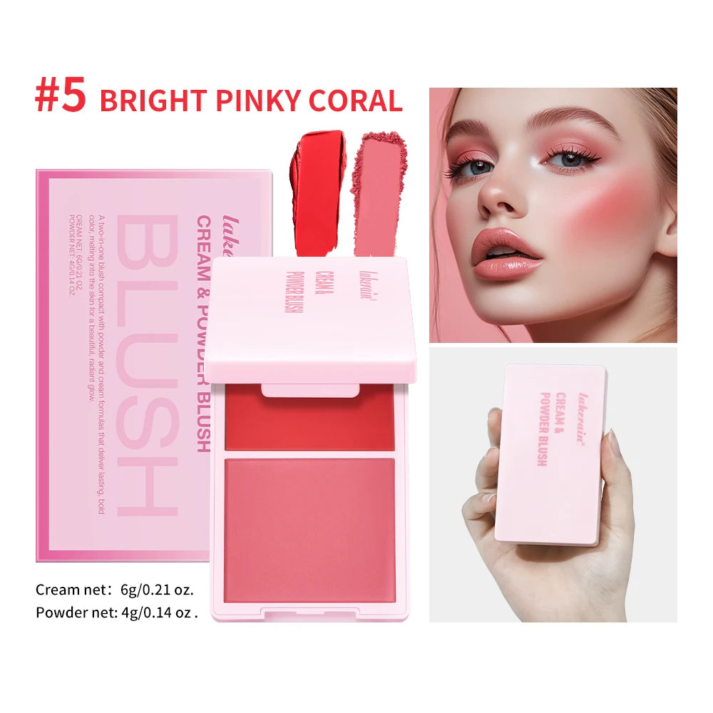 Lakerain 2 in 1 Cream and Powder Blush Makeup Palette