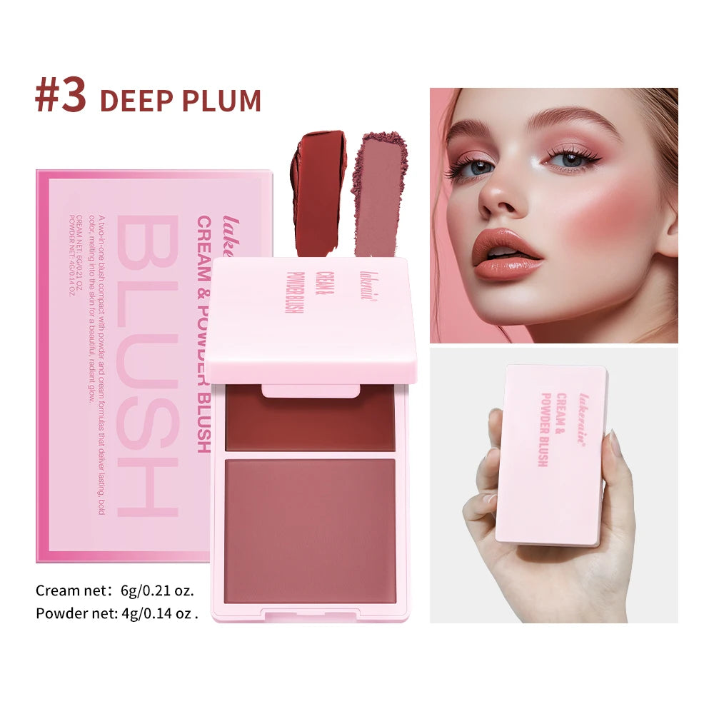 Lakerain 2 in 1 Cream and Powder Blush Makeup Palette - 22