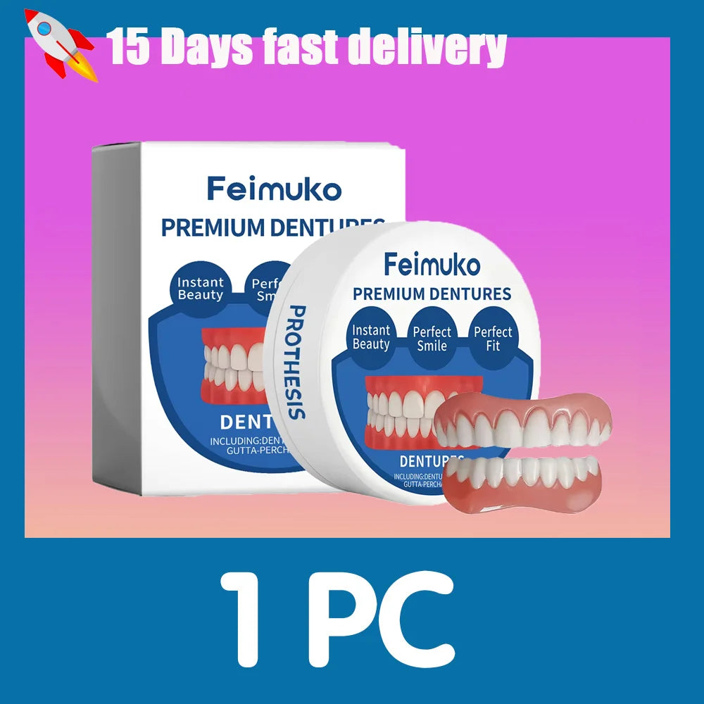 Soft Silicone Snap On Dentures Full Set Instant Comfort Smile Teeth - 7