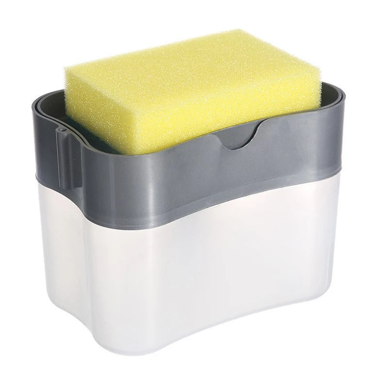 Soap Dispenser with Sponge Holder Manual Press Kitchen Dishwashing Pump