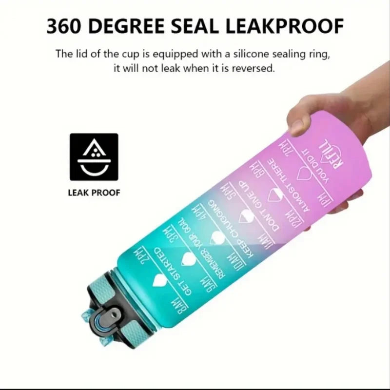 Gradient Sports Water Bottle with Time Marker and Straw Leakproof