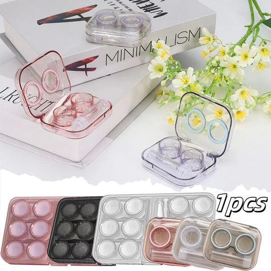 Portable Contact Lens Case Travel Storage Kit with Tweezer and Suction