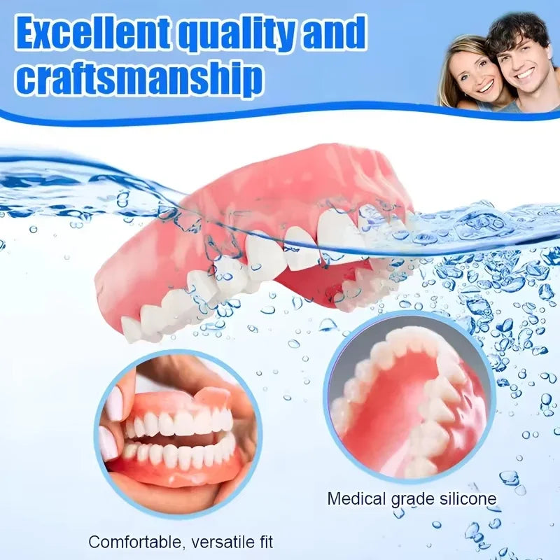All-in-One Full Mouth Denture Set Comfort False Teeth Kit - 8