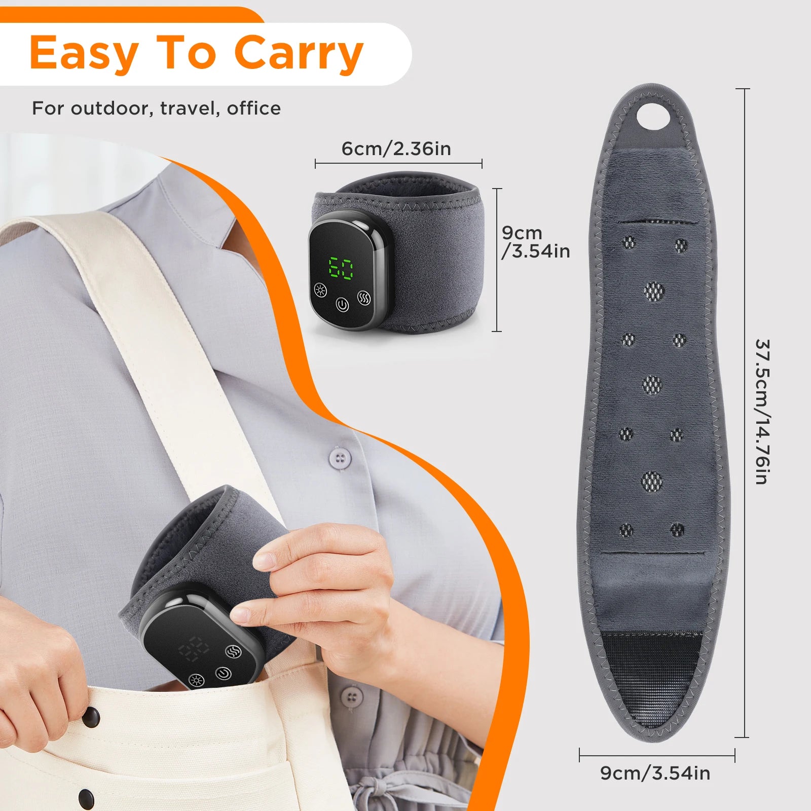 Cordless Heated Wrist Brace & Vibration Massager Wrap - 12