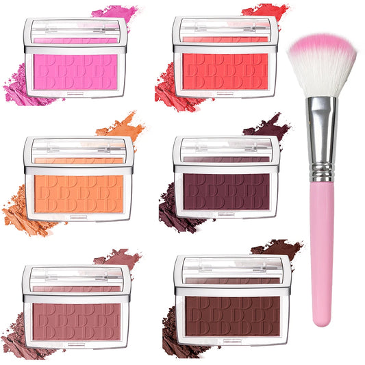 6 Colors Embossed Matte Blush Palette Natural Face Makeup