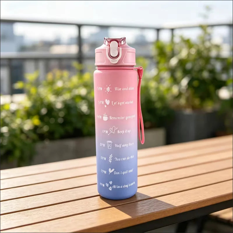 750ml Motivational Water Bottle with Straw Gradient Sport Jug - 5