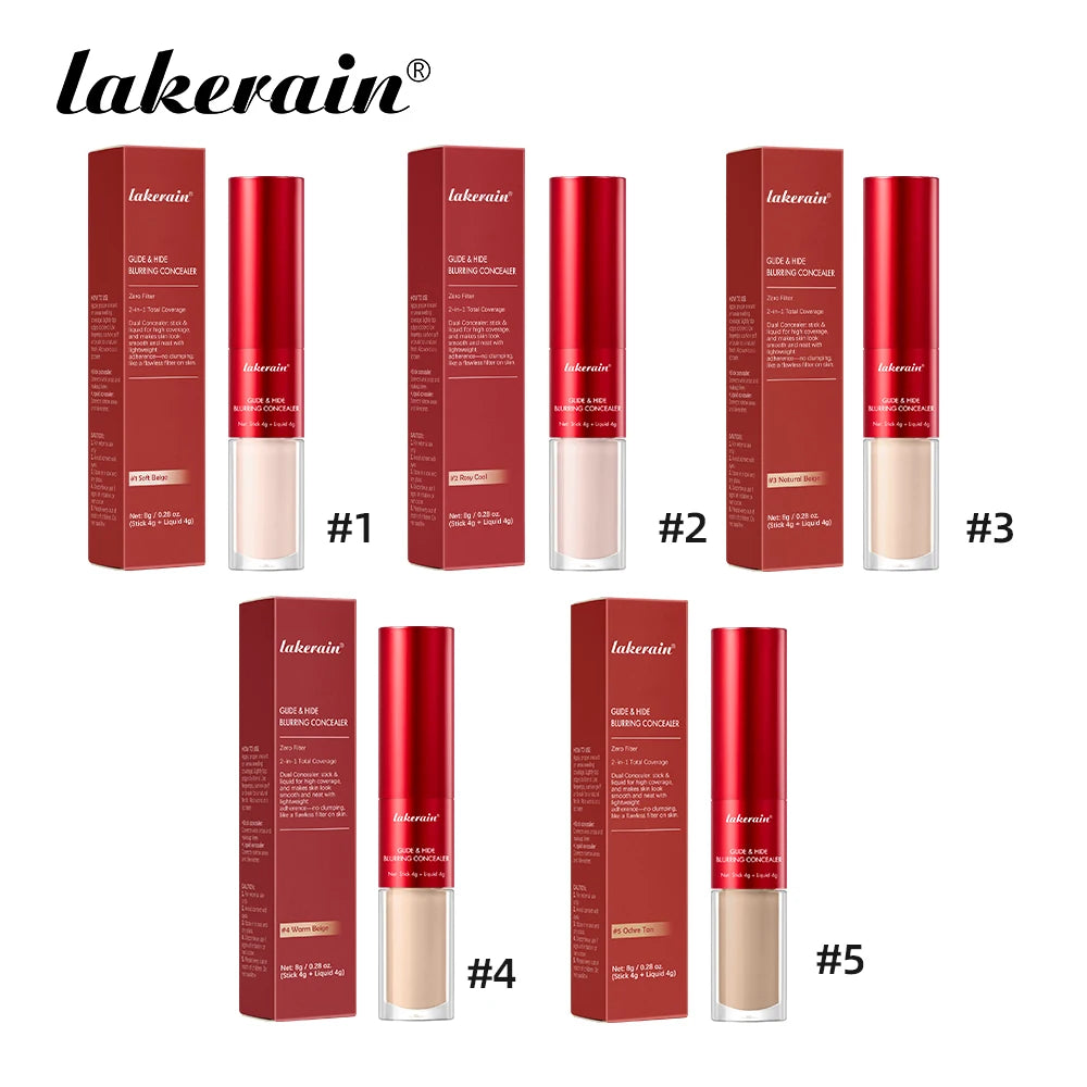 2-in-1 Glide & Hide Blurring Concealer Liquid Foundation Makeup - 19