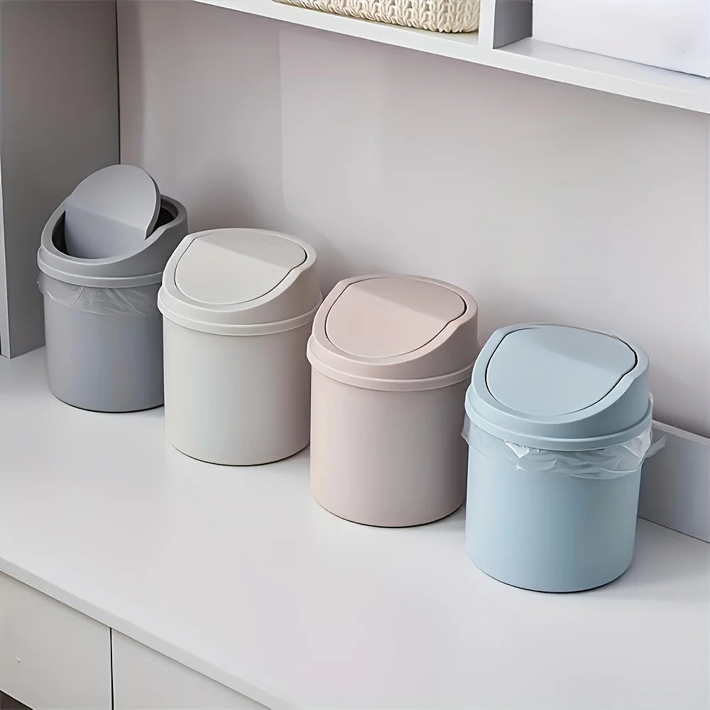 Mini Desktop Trash Can with Lid Small Waste Bin for Office and Home