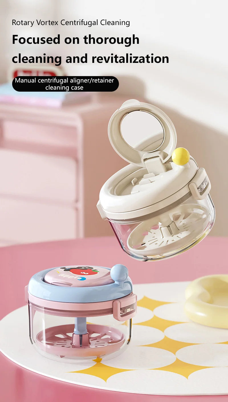 Denture Cleaning Box Storage Container With Drainage Tray