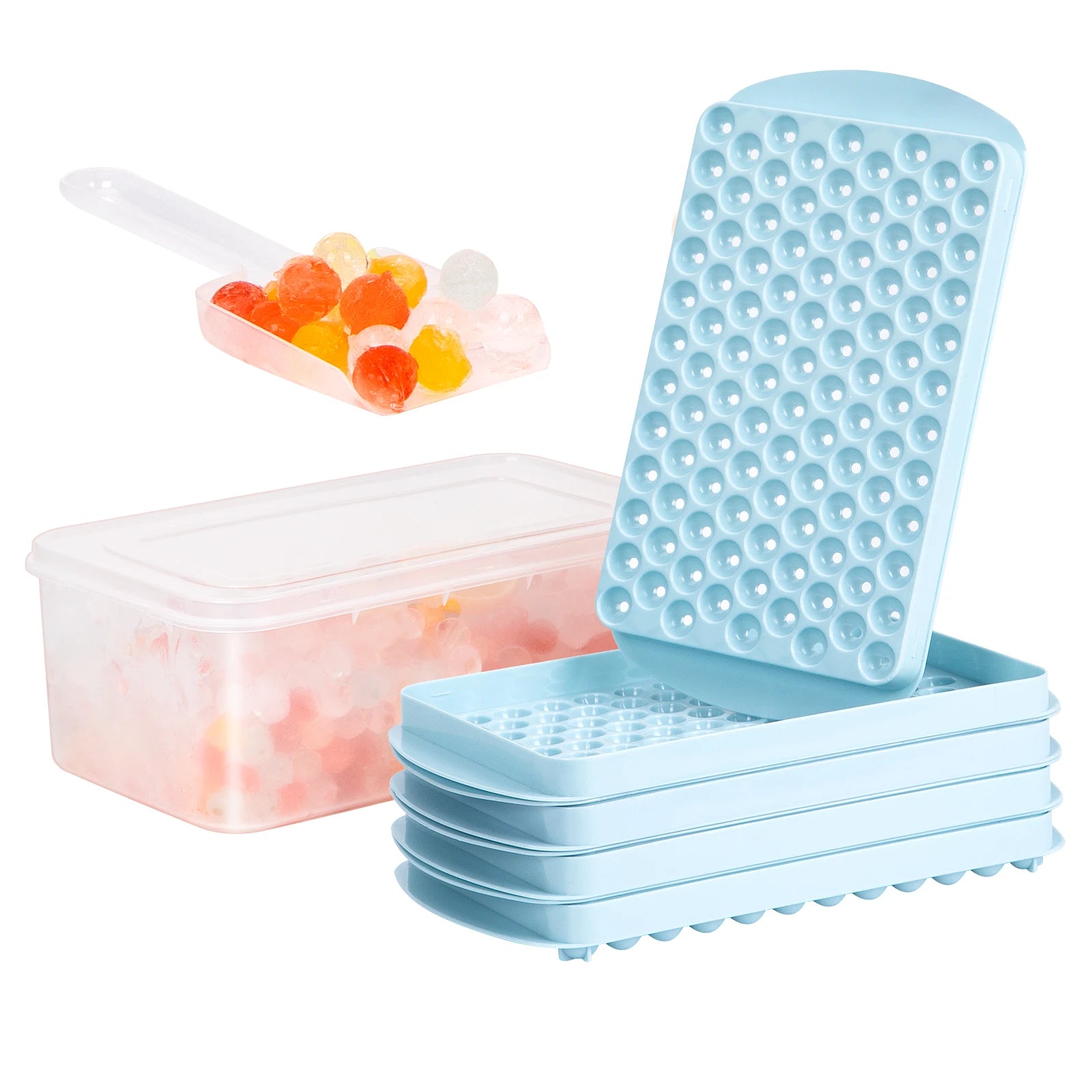 104 Cavity Mini Ice Cube Tray Round Ball Maker Mold for Drinks and Bar