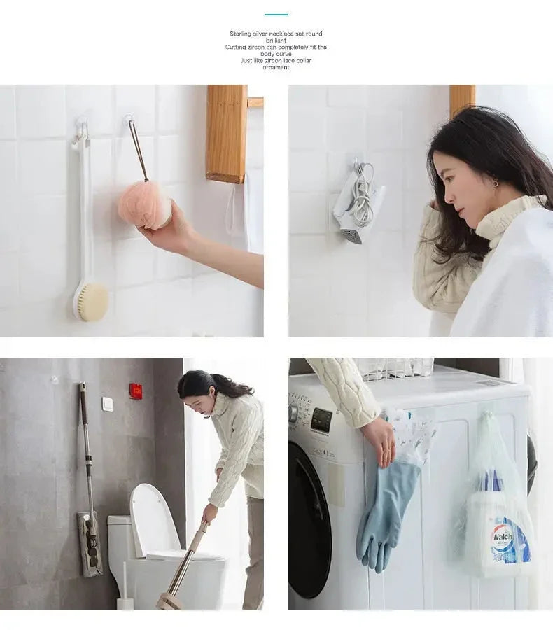 Adhesive Wall Hooks Heavy Duty Clear Non Marking Hangers Set