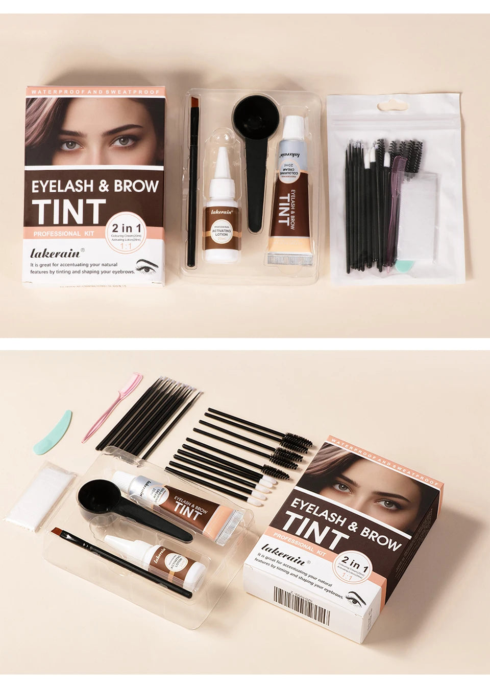 Lakerain Eyelash And Brow Tint Kit Waterproof Eyebrow Makeup Dye Set - 18