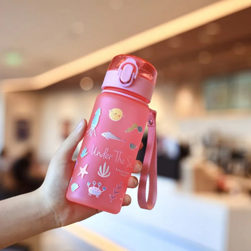 400ml 3D Cute Pattern Water Bottle Portable Sports Flask with Strap - 18