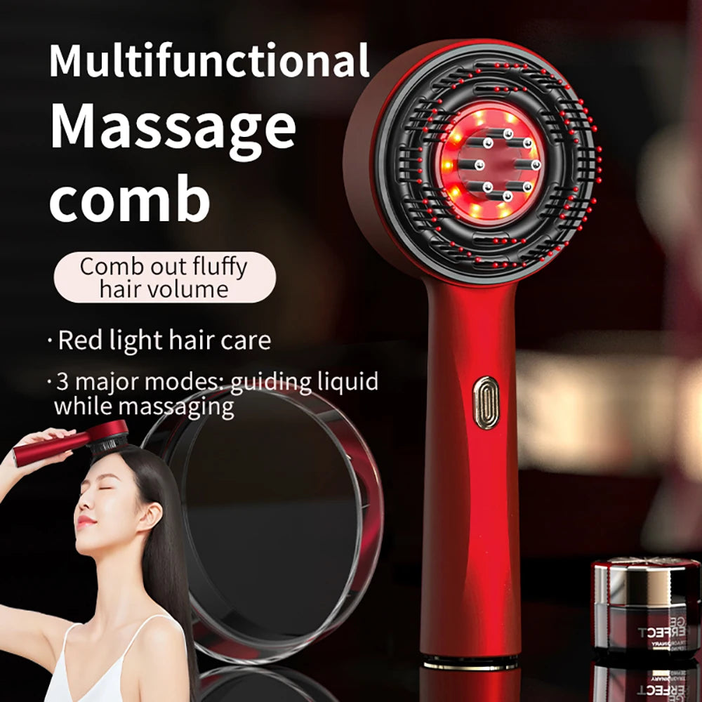 Electric Scalp Massager Hair Growth Oil Applicator Red Light Comb - 8