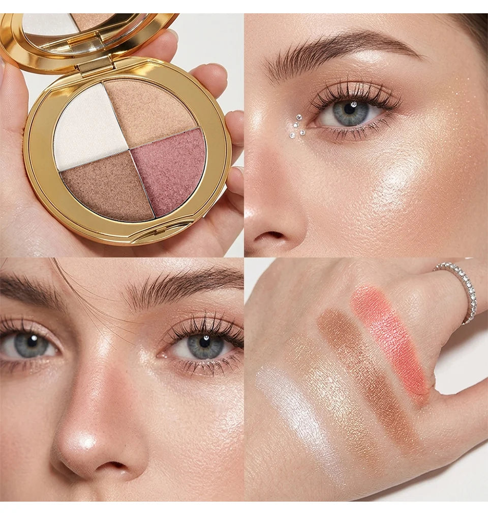 2-in-1 Highlighting Eye & Cheek Palette Shimmer Makeup Powder - 17