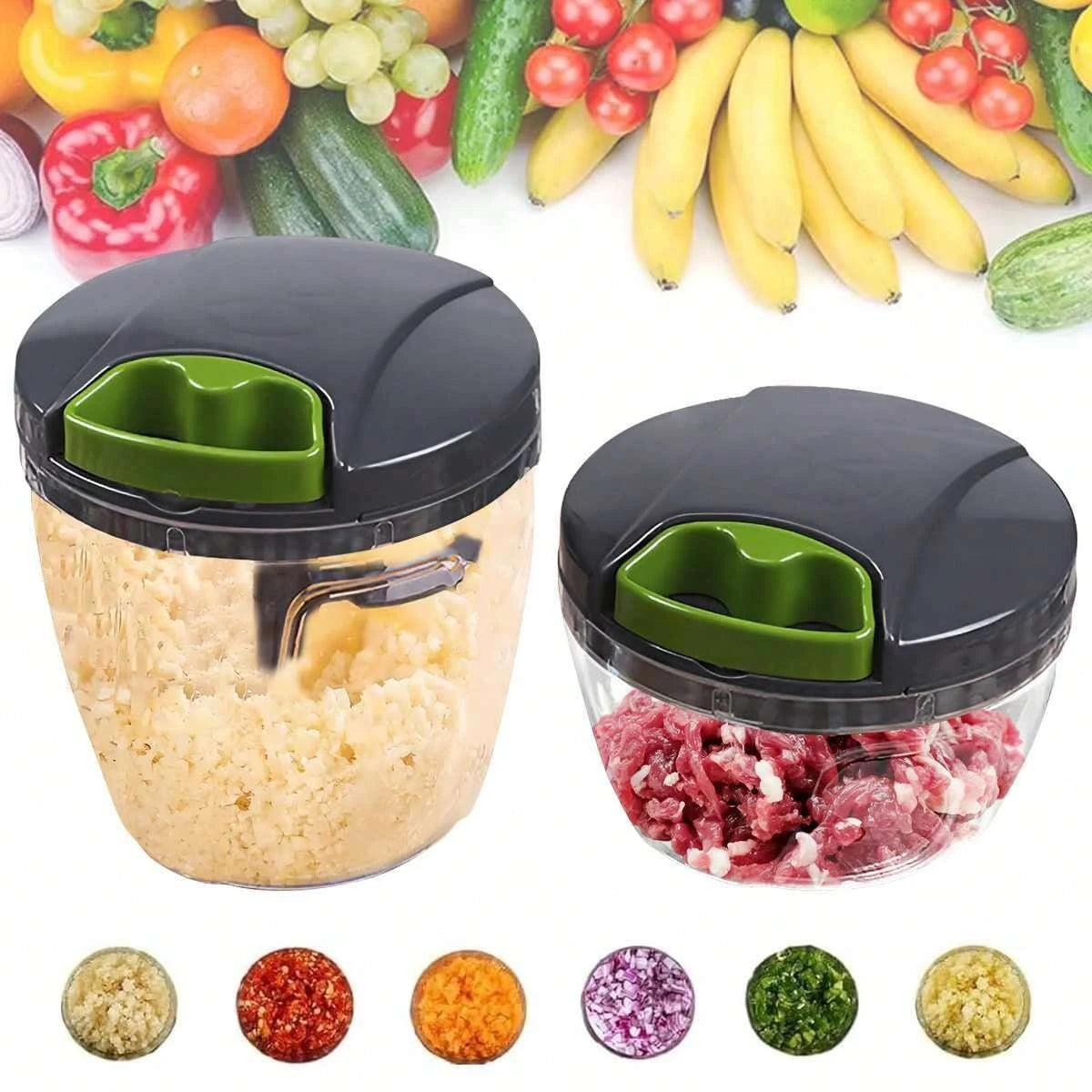 Manual Food Chopper Hand Pull Vegetable Mincer and Meat Blender - 15