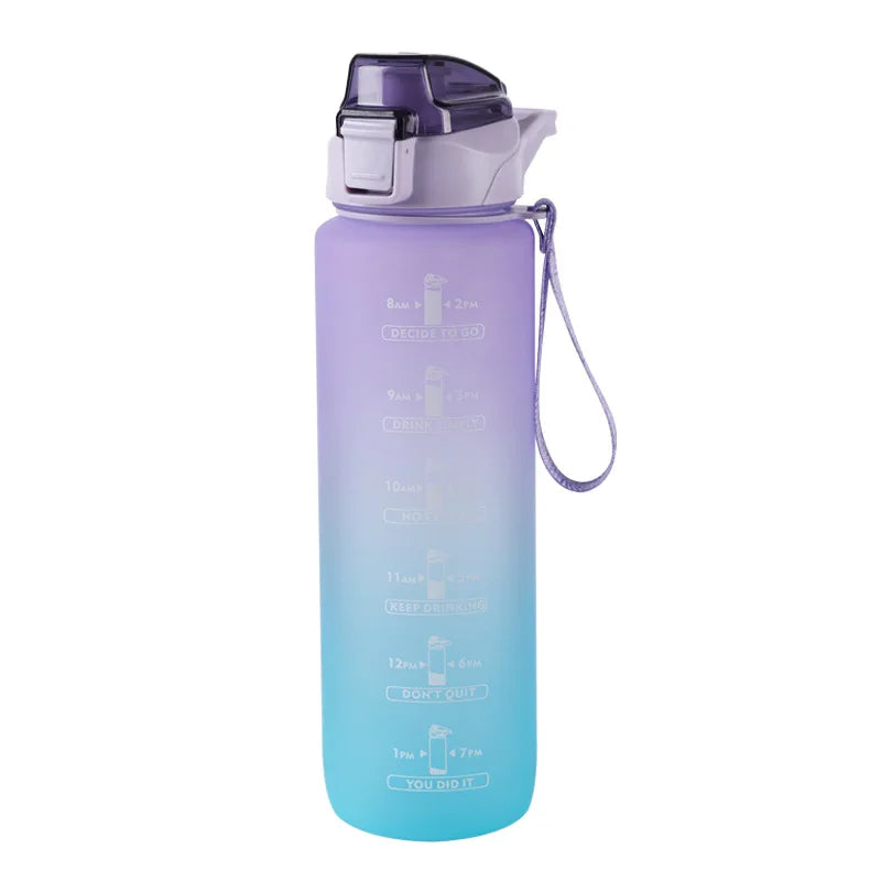 1000ml Gradient Sports Water Bottle with Time Marker and Straw - 13