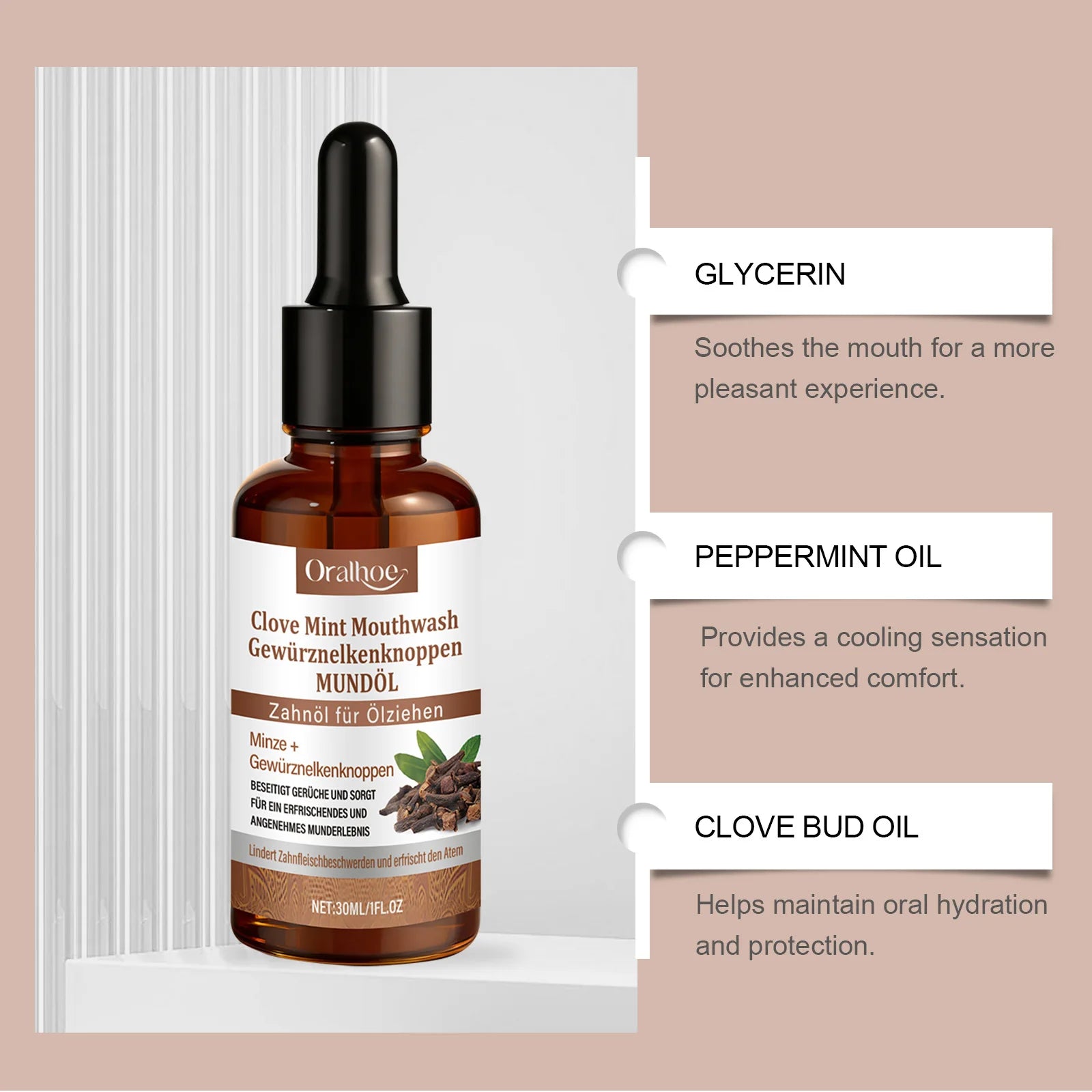 Clove Mint Mouthwash Liquid Toothpaste for Fresh Breath Oral Care - 14