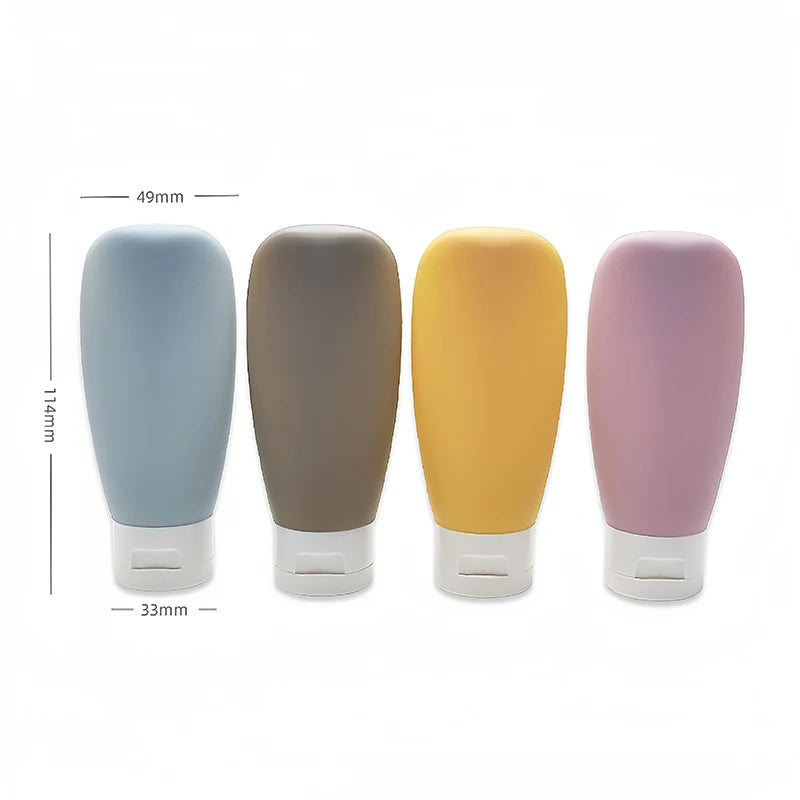 4-Piece Silicone Leak-Proof Travel Bottle Set for Toiletries Lotion