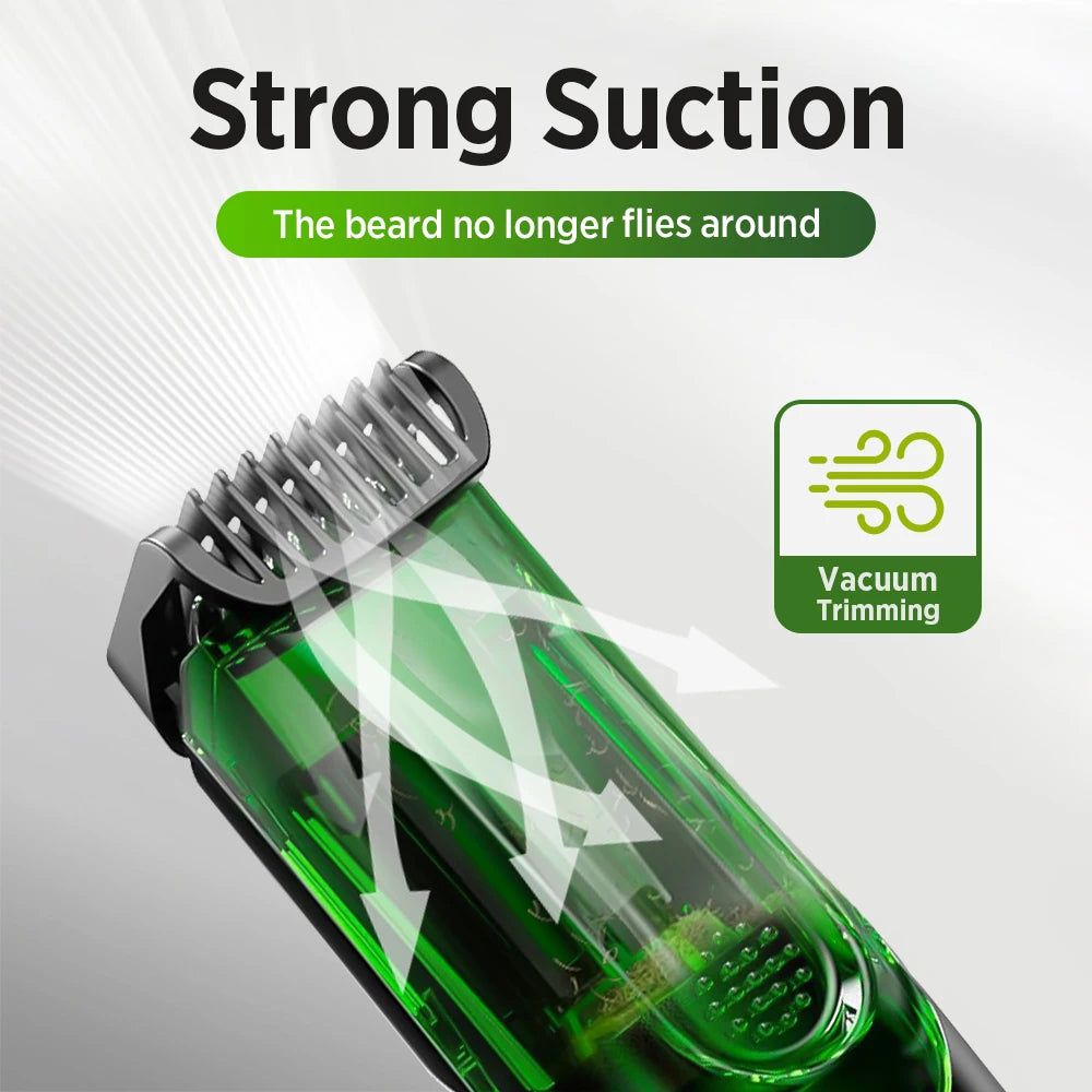 Cordless Beard Trimmer Vacuum Electric Shaver Grooming Kit - 2
