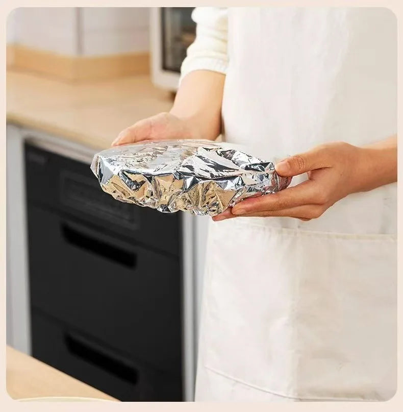 Reusable Aluminum Foil Bowl Covers Food Storage Wraps for Oven Picnic - 17
