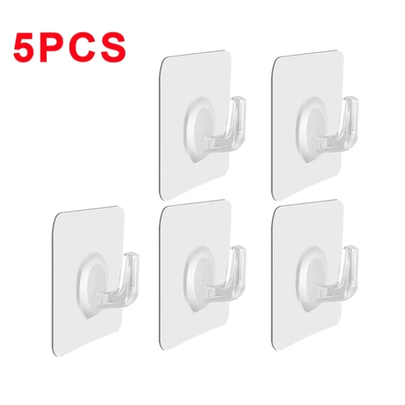 Adhesive Wall Hooks Heavy Duty Clear Non Marking Hangers Set