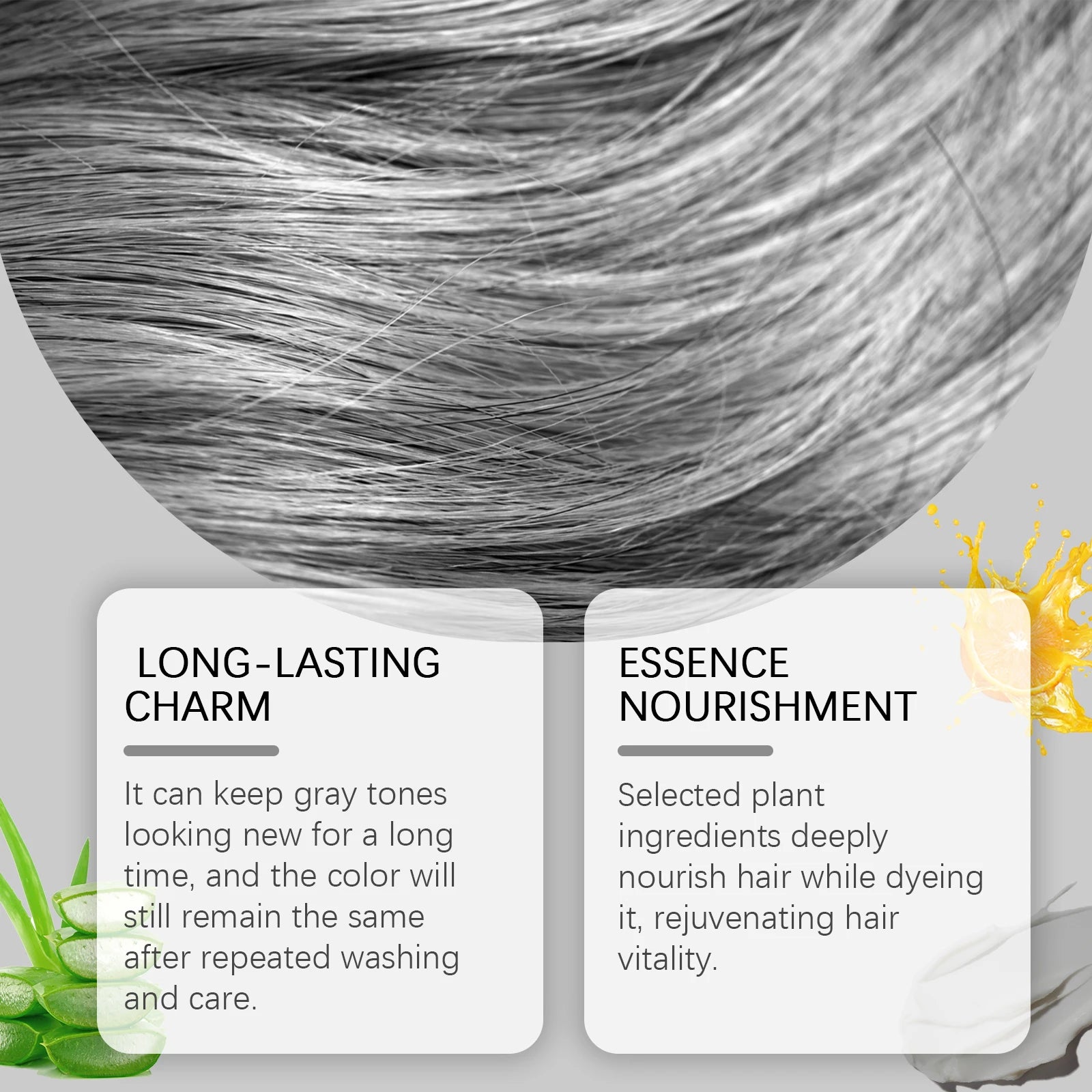 Gray Hair Dye Permanent Coloring Cream Silver Shampoo - 9