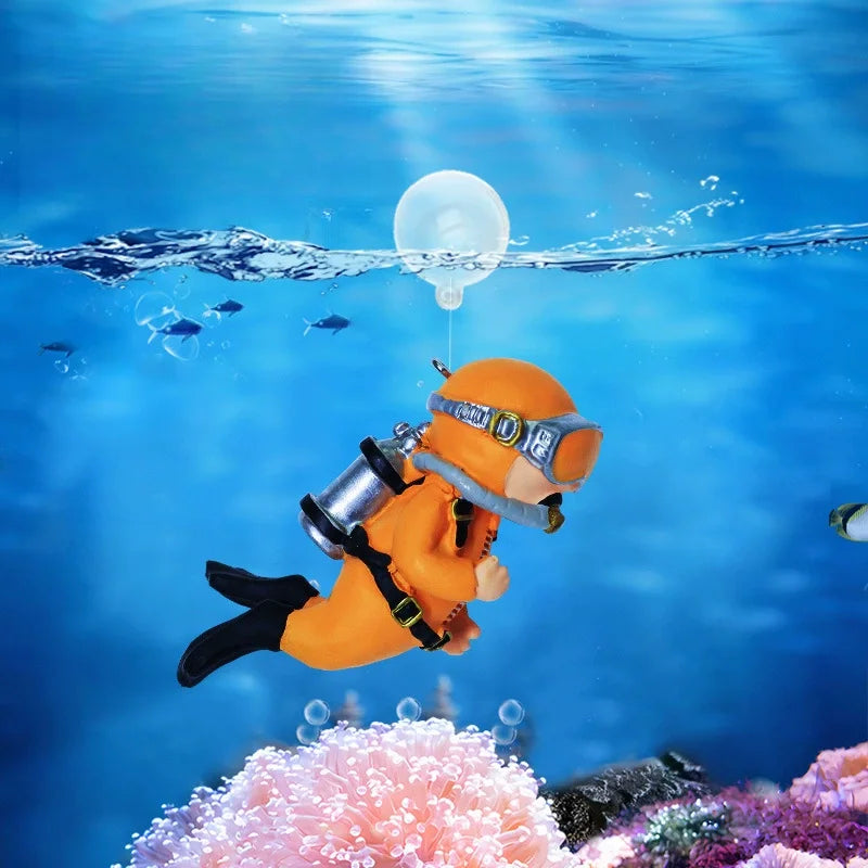 Floating Scuba Diver Aquarium Decoration Fish Tank Landscaping Ornament - 10