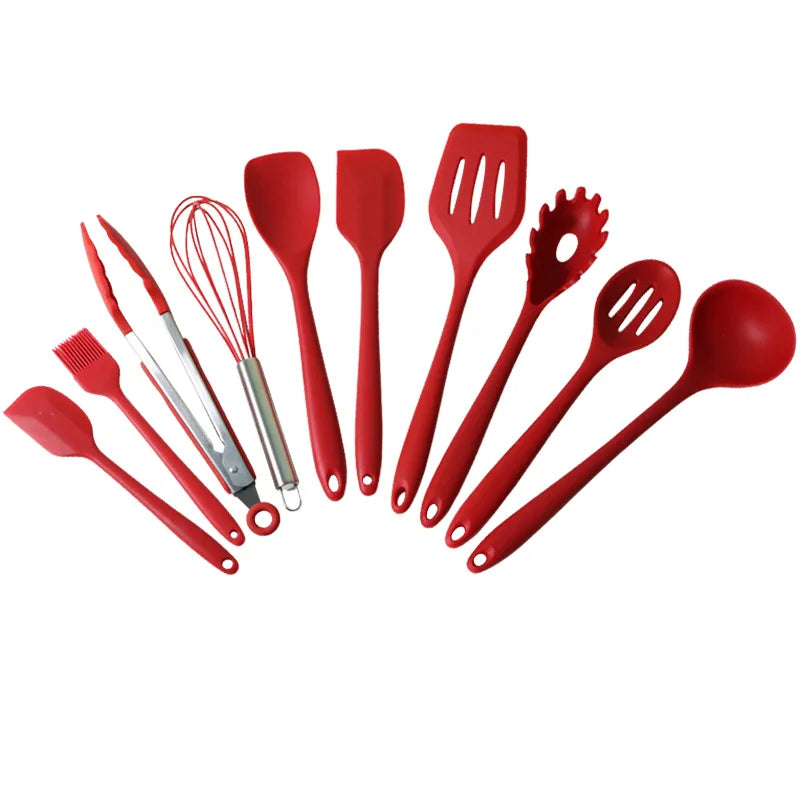 10 Piece Silicone Kitchen Utensil Set Nonstick Heat Resistant Cookware