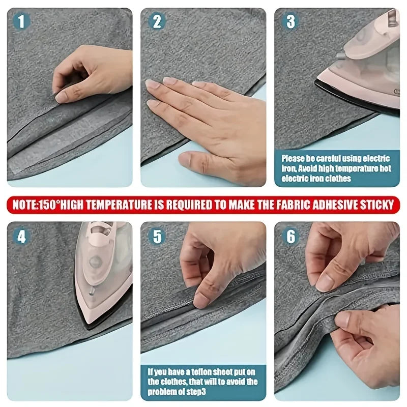 Double Sided Iron On Hem Tape Non Woven Adhesive Fabric Roll for Sewing - 3