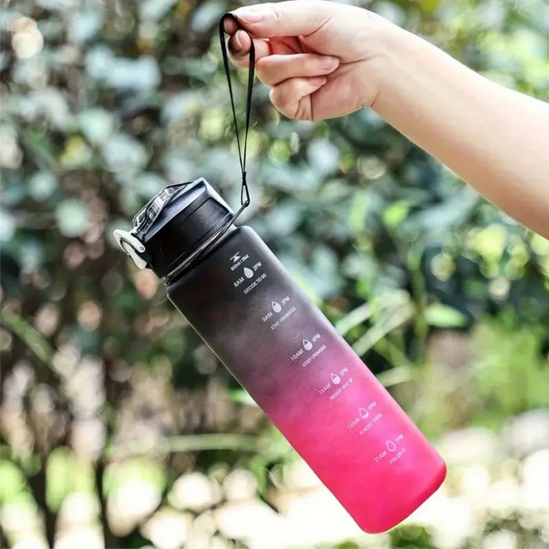 800ml Gradient Sports Water Bottle with Time Marker and Straw - 10