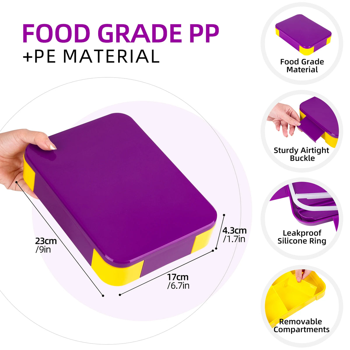 4-Compartment Bento Lunch Box for Kids and Adults with Utensils