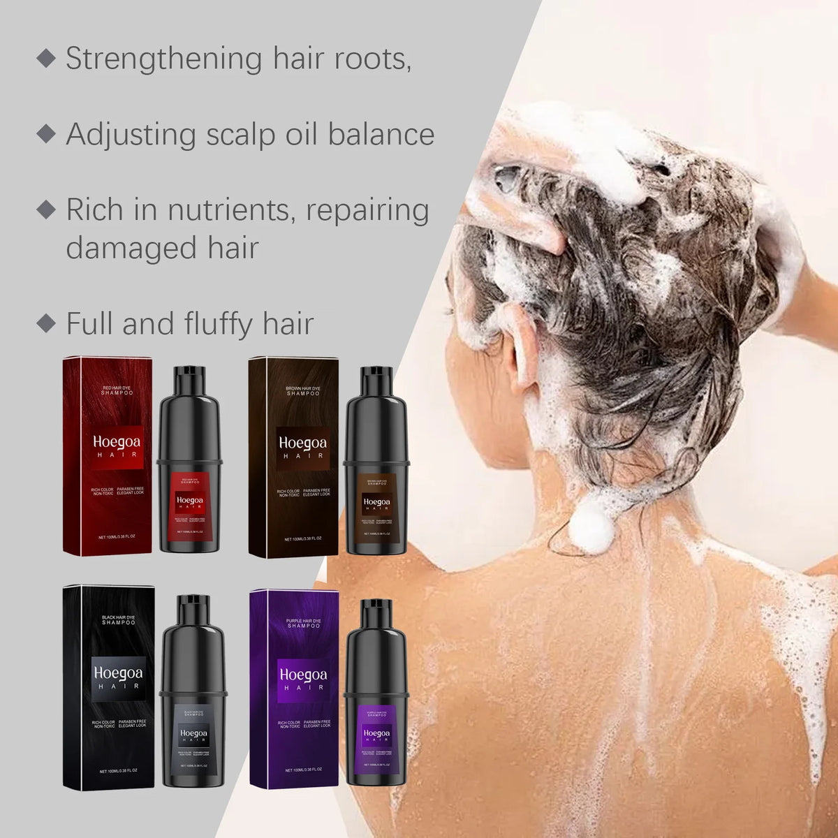 HOEGOA Nourishing Hair Dye Shampoo Coloring Treatment