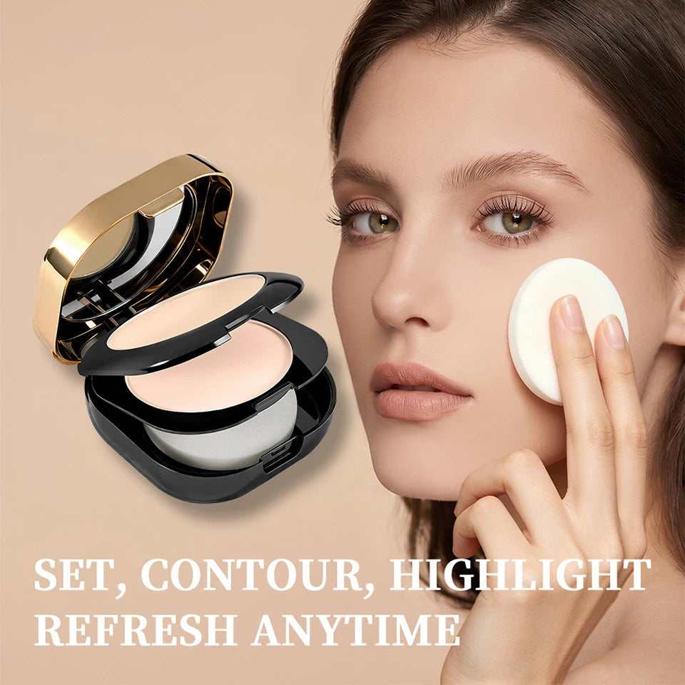 Double Layer Pressed Powder Oil Control Matte Setting Powder Makeup - 10