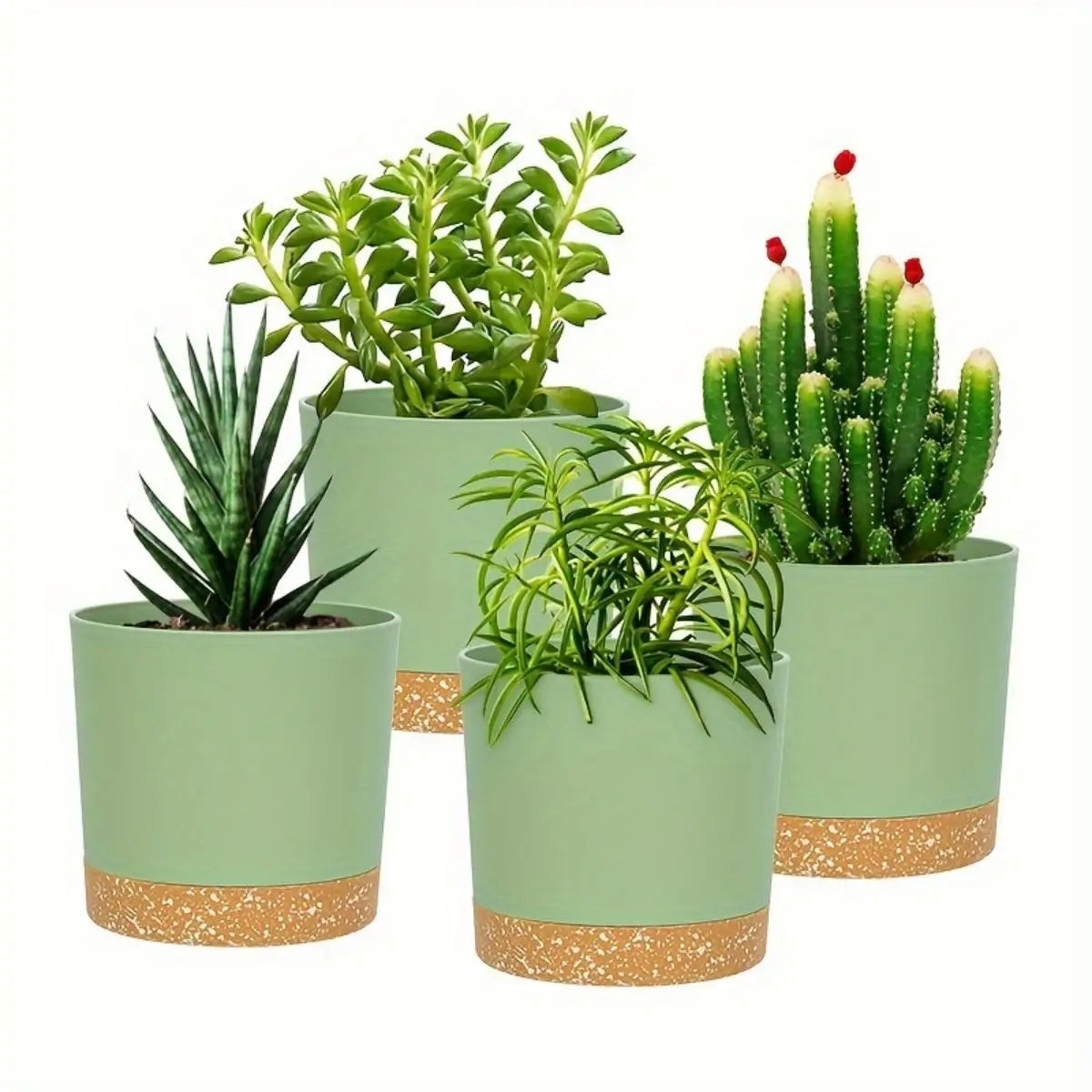 4 Pack 5 Inch Flower Pots Modern Detachable Bottom Breathable Planters - 14