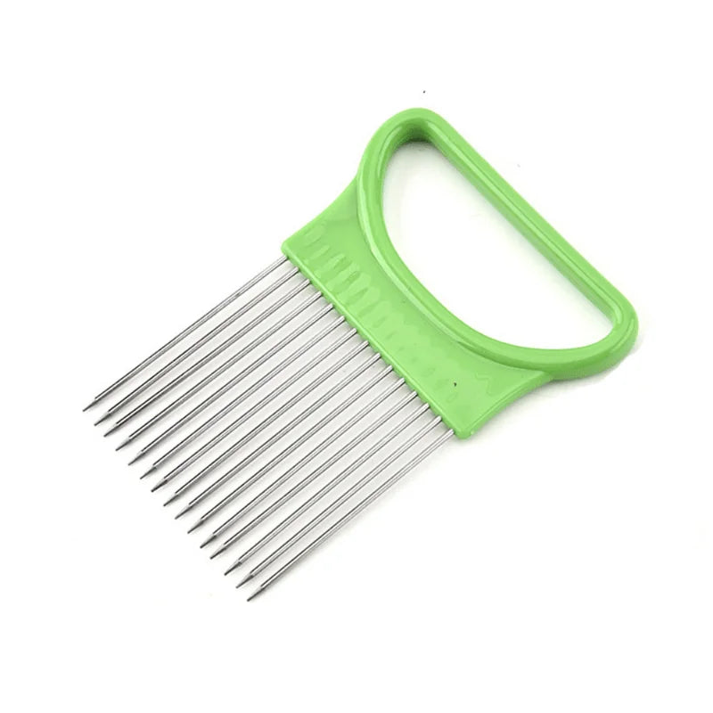 Stainless Steel Onion Holder Slicer Vegetable Fruit Cutting Assistant Tool - 10