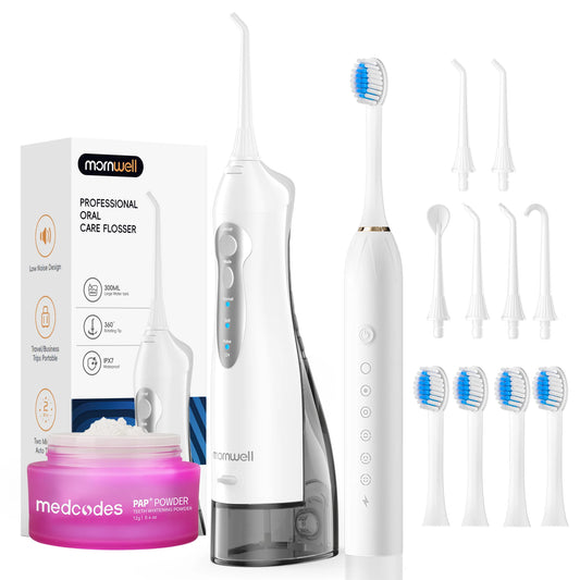Mornwell Portable Water Flosser & Electric Toothbrush Combo Kit
