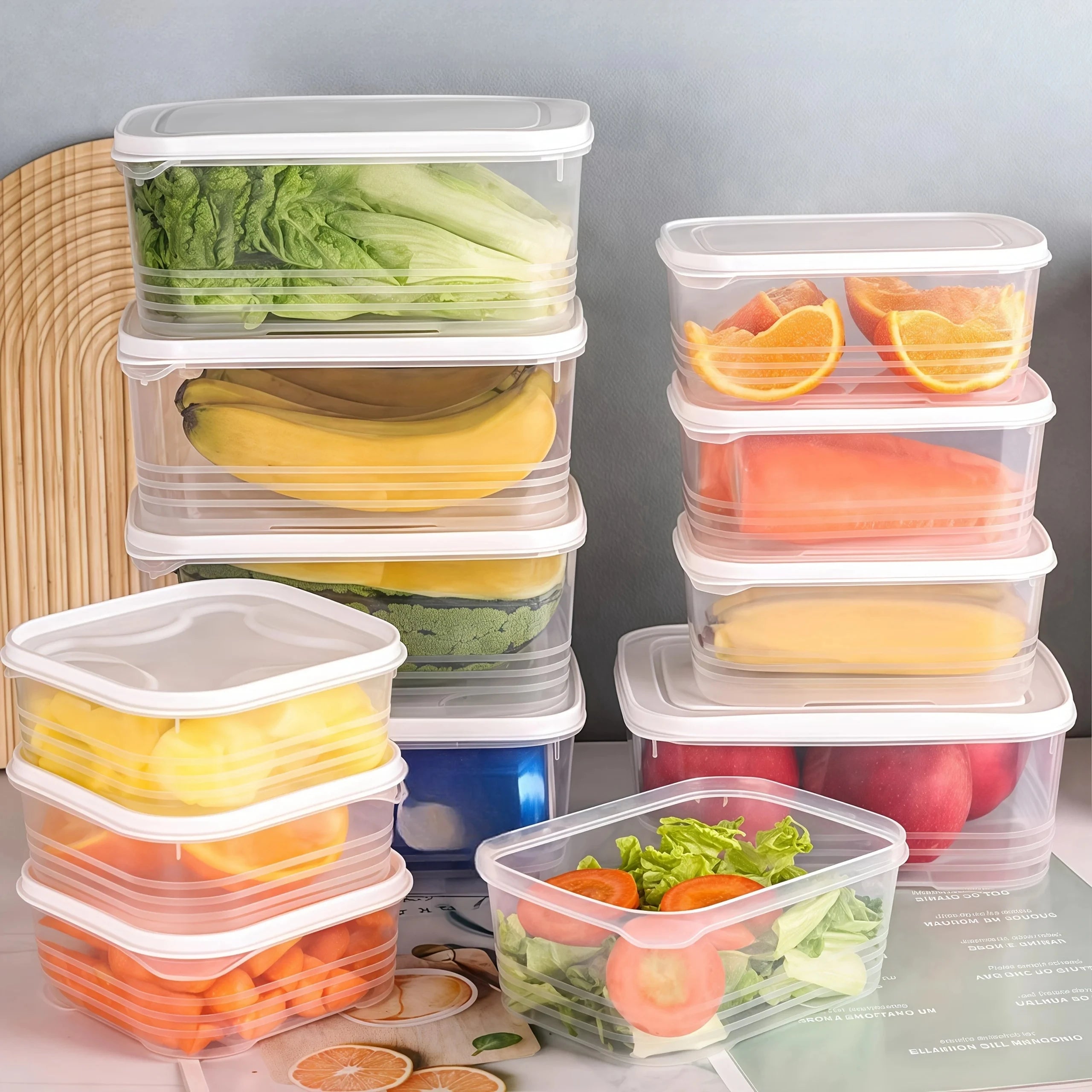Clear Refrigerator Storage Box Food Preservation Kitchen Organizer Set - 2
