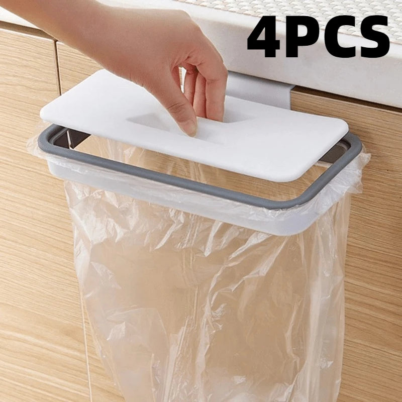 4pcs Hanging Garbage Bag Holder Kitchen Trash Bin Rack Space Saver