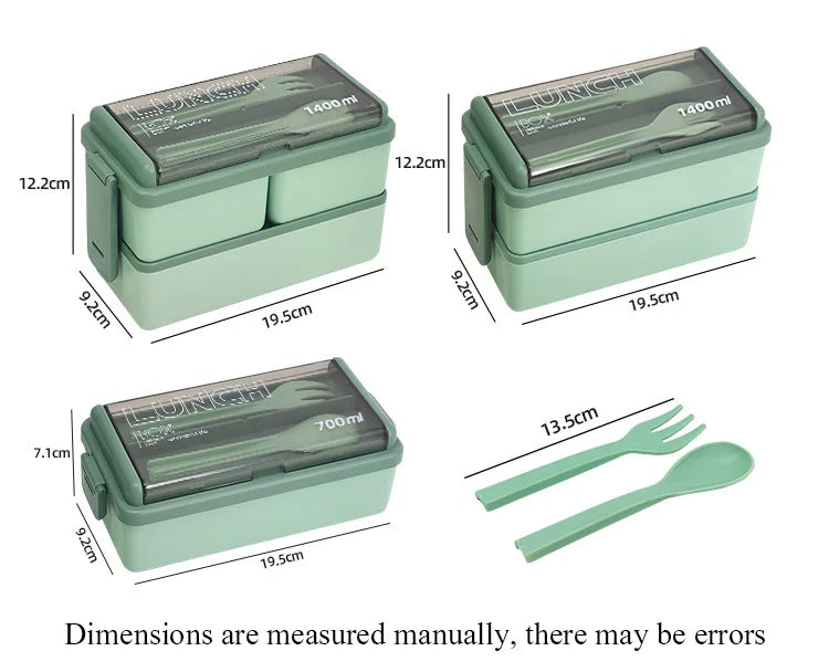 Double Layer Bento Lunch Box Leakproof Food Container with Cutlery Set - 10