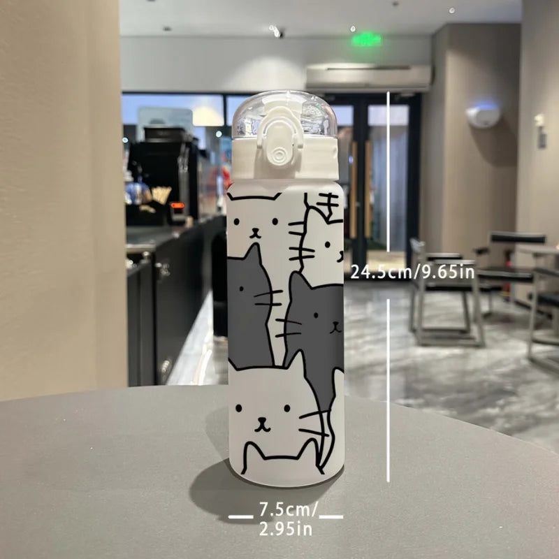 Cute Cartoon Kitten 780ml Sports Water Bottle Frosted Portable Tumbler - 5